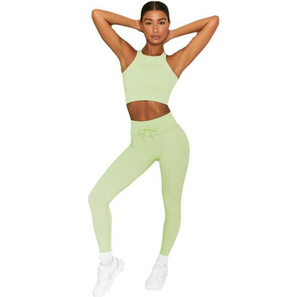 Knitting Fitness Push Up Bra Leggings Yoga Suit