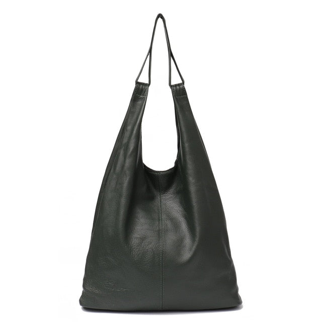 Large Casual Leather Shoulder Bag